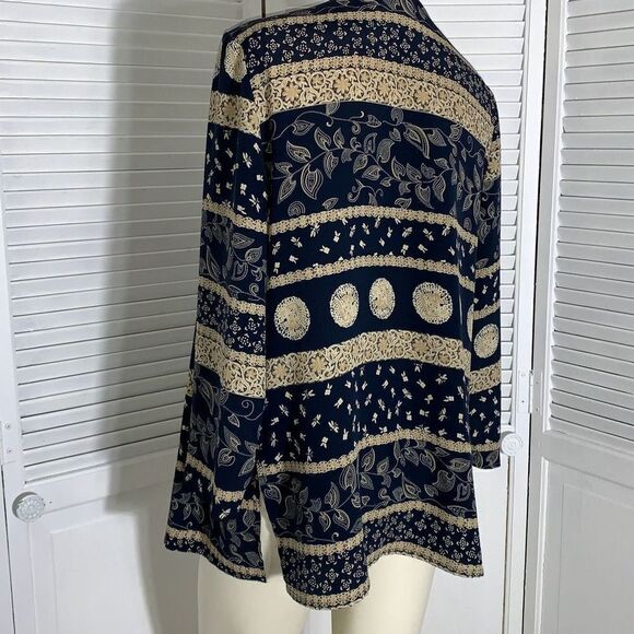 Vintage Alfred Dunner Oversized Mixed Print Layer Vest Button Down Blouse Size 1 - Picture 7 of 11